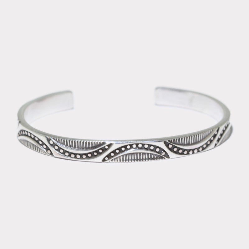 Silver stamp bracelet by Steve Yellowhorse