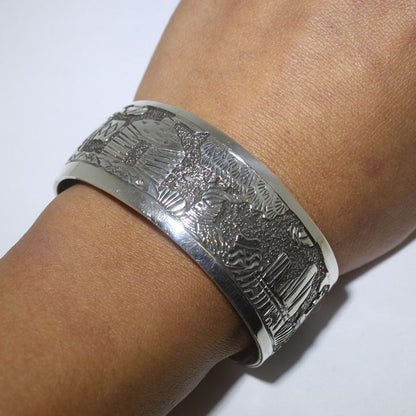 Silver stamp bracelet by Navajo