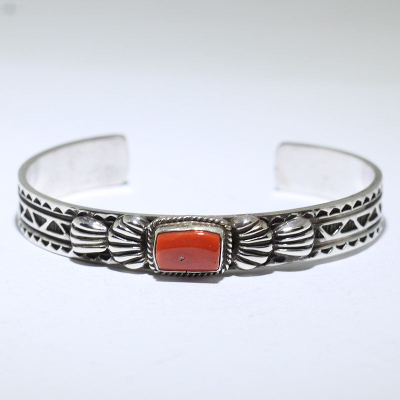 Coral Bracelet by Tsosie White 5-1/4"