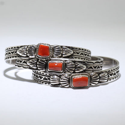 Bracelet en corail par Tsosie White 5-1/4"