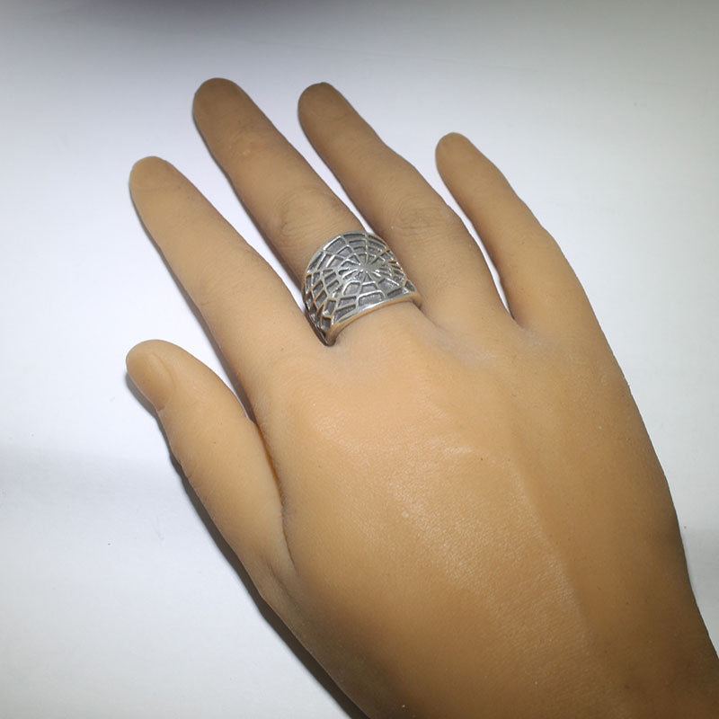 Bague en argent par Philander Begay taille 8.5