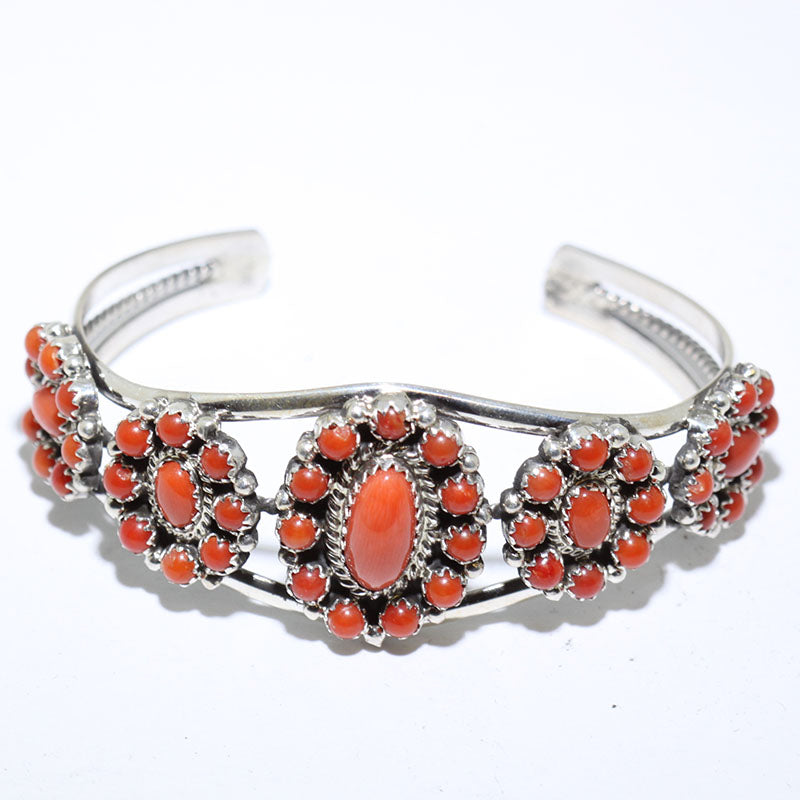 Pulsera de Coral por Navajo 5-1/4"