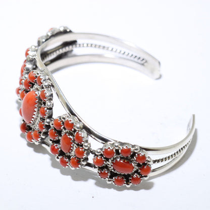 Pulseira de Coral pelos Navajo 5-1/4"