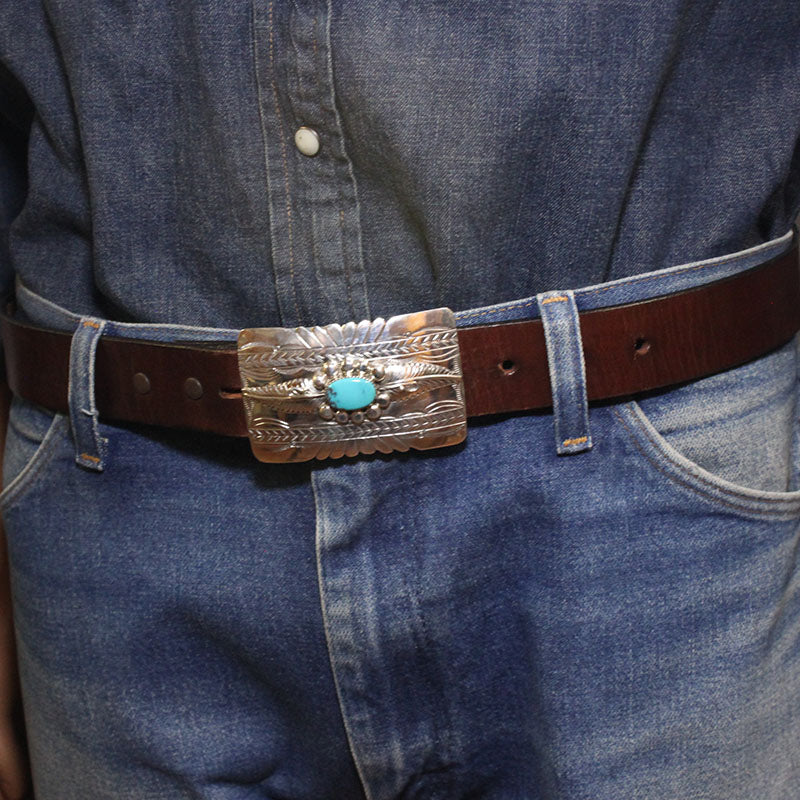 納瓦霍族製作的綠松石皮帶扣