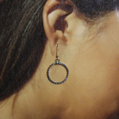 Boucles d'oreilles créoles turquoise par Navajo