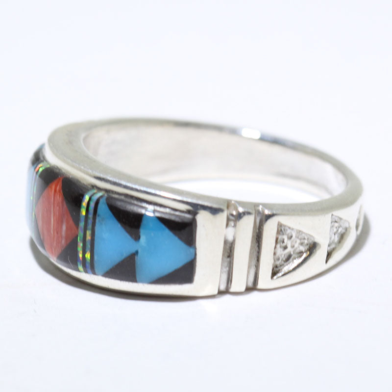 由納瓦霍族製作的鑲嵌戒指 - 11.5號