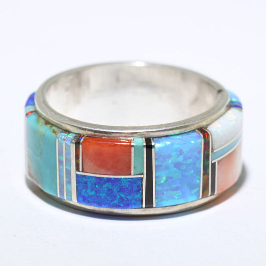 Cincin Inlay oleh Navajo - Saiz 11.5