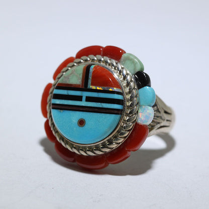 Inlay Sunface Ring by Wilbert Manning size 9.5