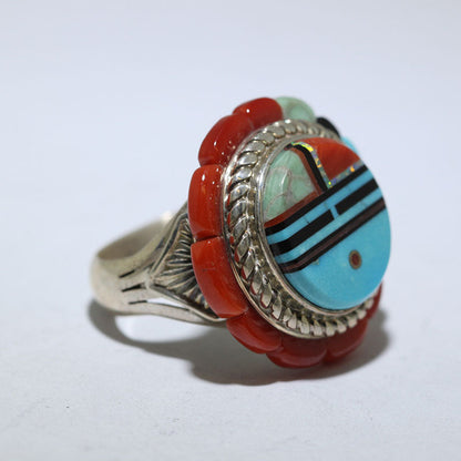 Inlay Sunface Ring von Wilbert Manning Größe 9.5