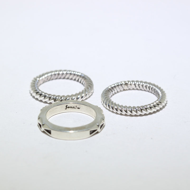 詹妮弗·柯蒂斯三件套银戒指