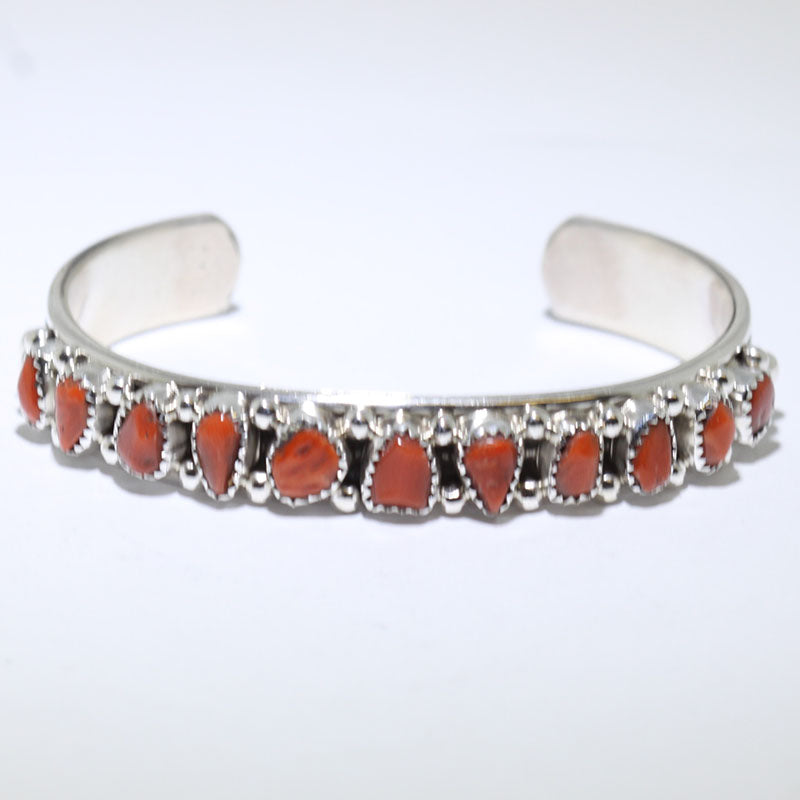 Pulseira de Coral por Phillip Yazzie 5-3/8"