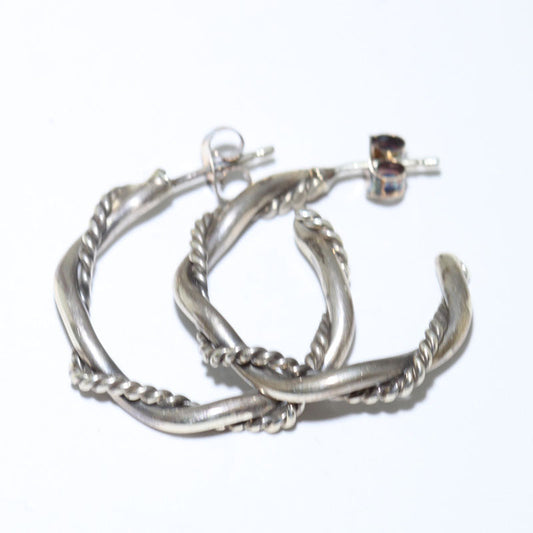Серебряные серьги-кольца от народа Навахо