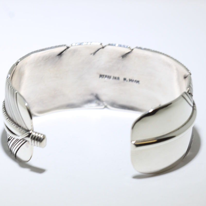 Bracciale con piuma di Harvey Mace (2,5 cm) (argento o oro)