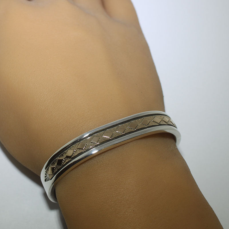 14K- und Silberarmband von Bruce Morgan, 5-5/8"