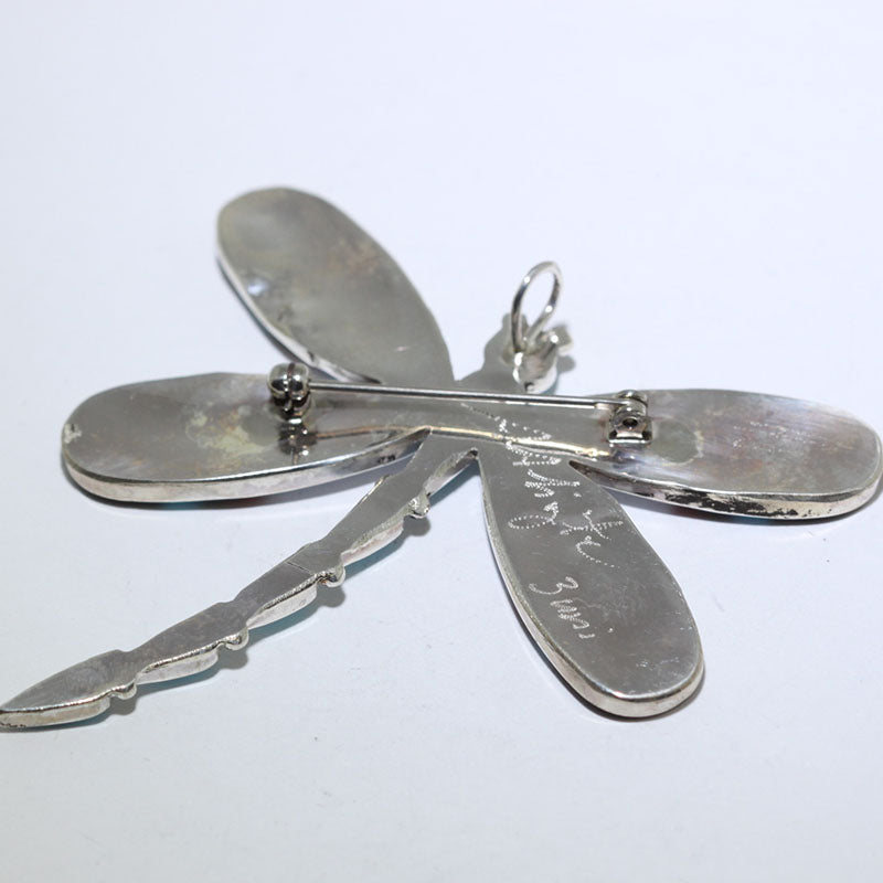 Ciondolo/spilla a forma di libellula di Zuni
