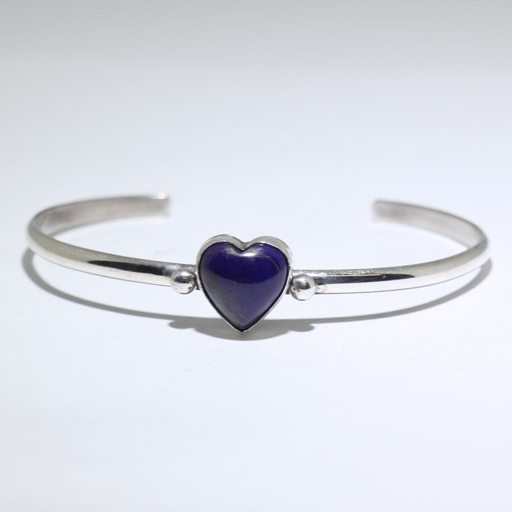 Bracelet en argent avec cœur en lapis-lazuli