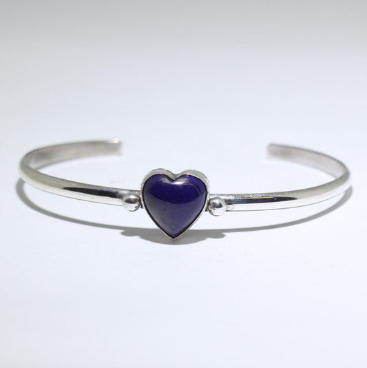 Bracciale in argento con lapislazzuli a forma di cuore