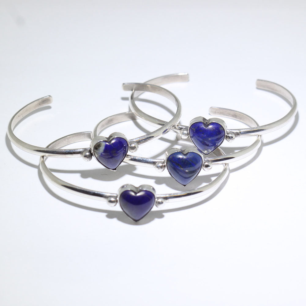 Bracelet en argent avec cœur en lapis-lazuli