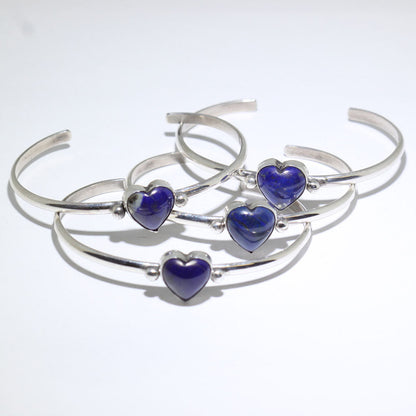 Bracelet en argent avec cœur en lapis-lazuli