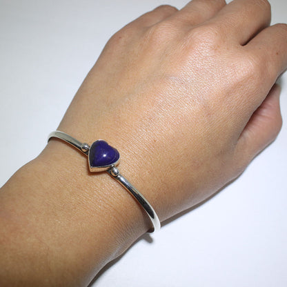 Bracelet en argent avec cœur en lapis-lazuli