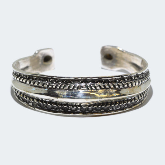 Coin Silver Bracelet by Ernie Lister 6-5/8"