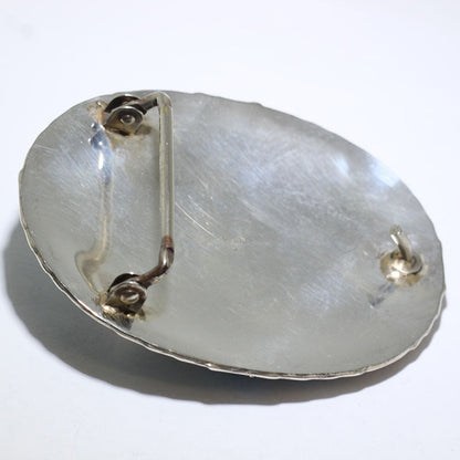 Пряжка из стерлингового серебра с бирюзой и кораллом