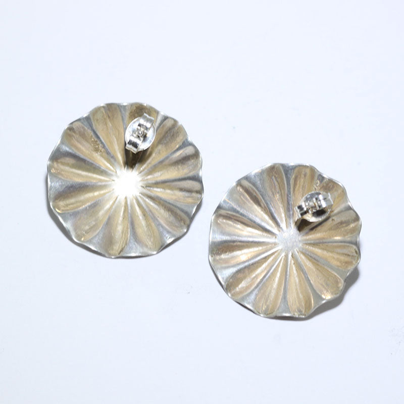 银质圆形装饰耳环