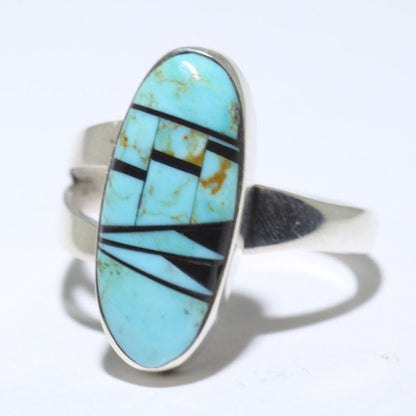 Anillo con incrustaciones por Navajo talla 9