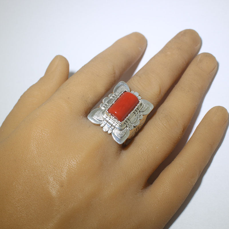 Bague en corail par Ray Winner taille 9.5