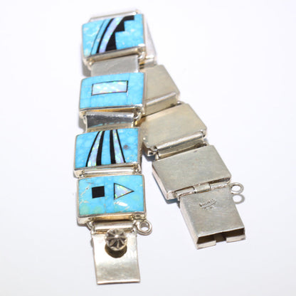 Gelang pautan inlay oleh Stone Weaver 6-3/4"