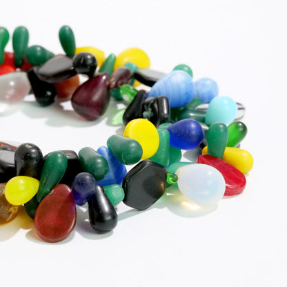 Perles de commerce bohémiennes Brin de perles en forme d'ampoule avec verre d'uranium