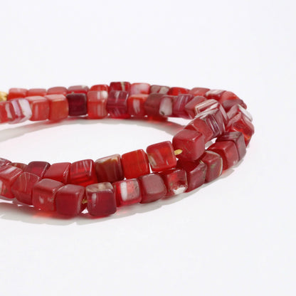 Bohemian Trade Beads Red Cube Beads Strand