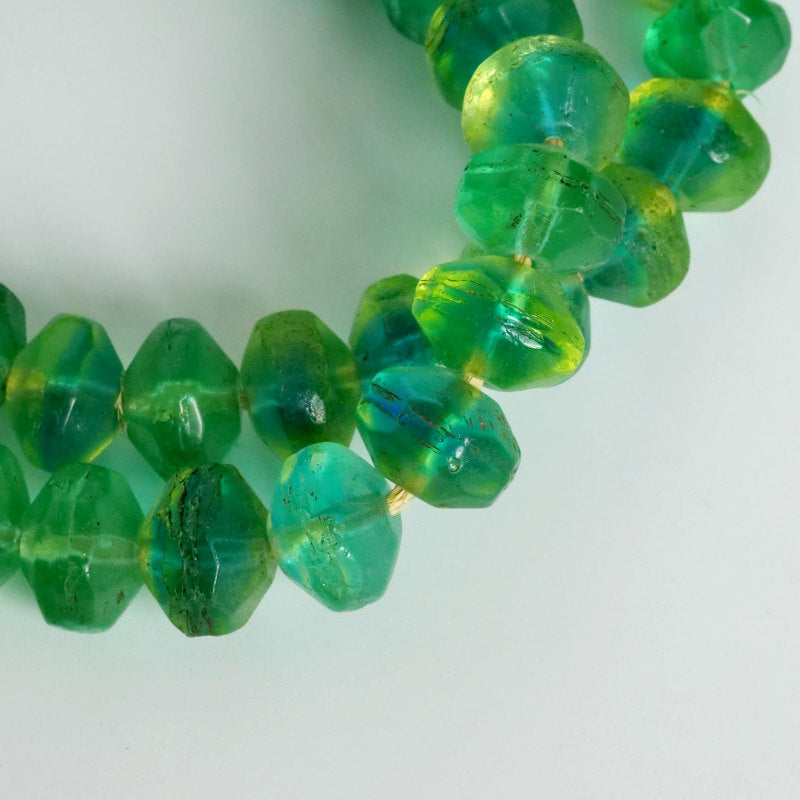 Bohemian Trade Beads Vaseline Beads Strand with Uranium Glass