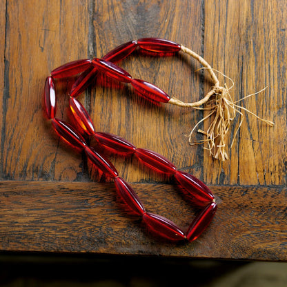 Collar de Cuentas Bohemias Grandes Rojas