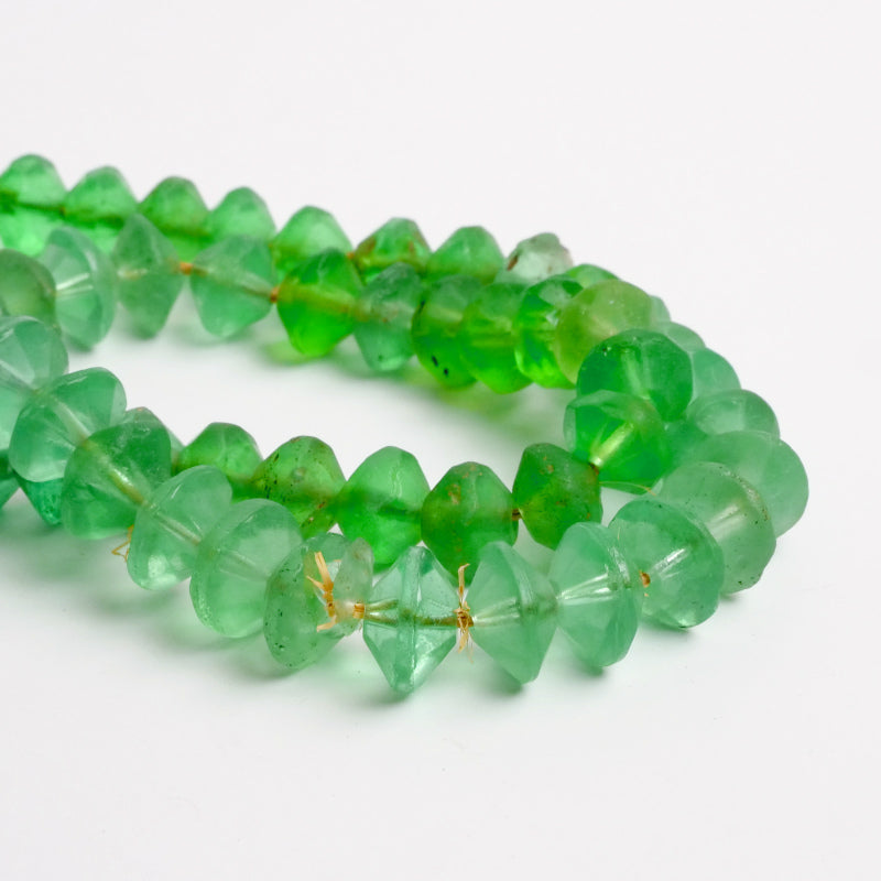 Bohemian Trade Beads Vaseline Beads Strand with Uranium Glass