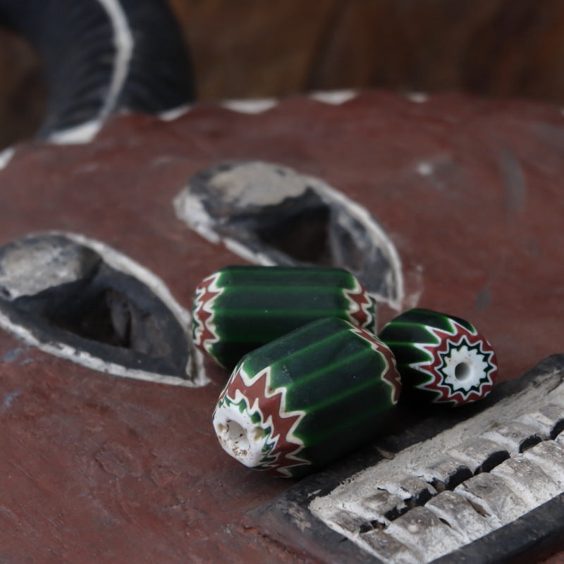 Six-Layer Green Chevron Bead