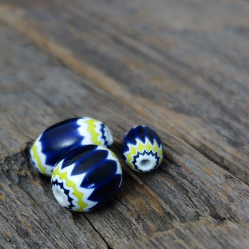 Six-Layer Blue & Yellow Chevron Bead