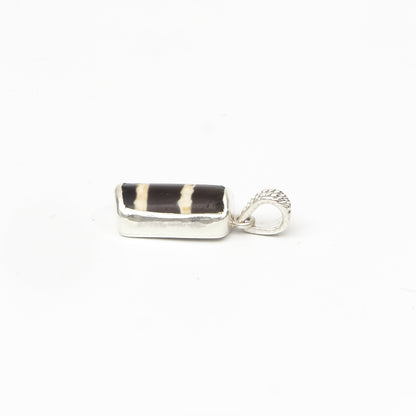 Dzi Bead Silver Pendant