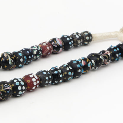 Antique Venetian Flower Bead Skunk Beads Mix Strand