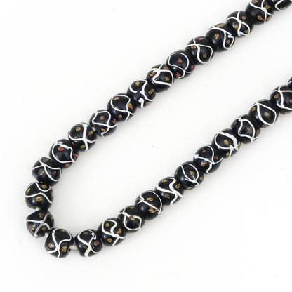 Collana di Perle Antiche Veneziane Occhio di Serpente Nero