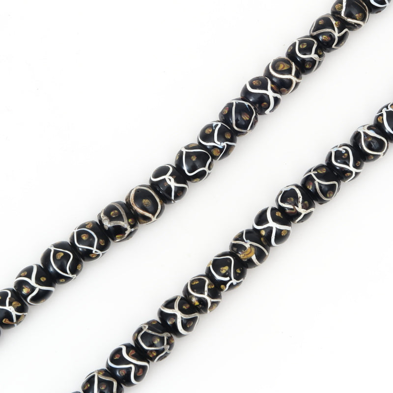 Collier de Perles Anciennes Vénitiennes Œil de Serpent Noir