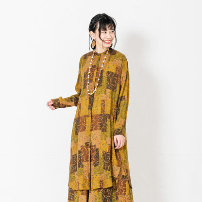 Đầm Sơ Mi Họa Tiết Hoa Ren Jacquard Rayon