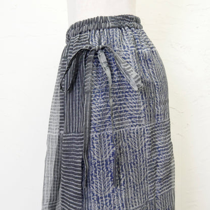Pantalon jupe en coton imprimé unicolore
