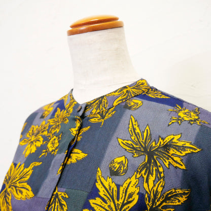 Vestido de camisa com estampado de flores em renda jacquard de rayon