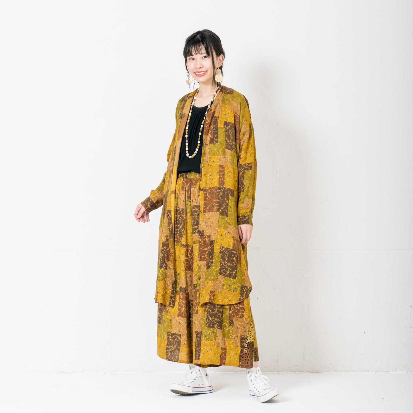 Đầm Sơ Mi Họa Tiết Hoa Ren Jacquard Rayon