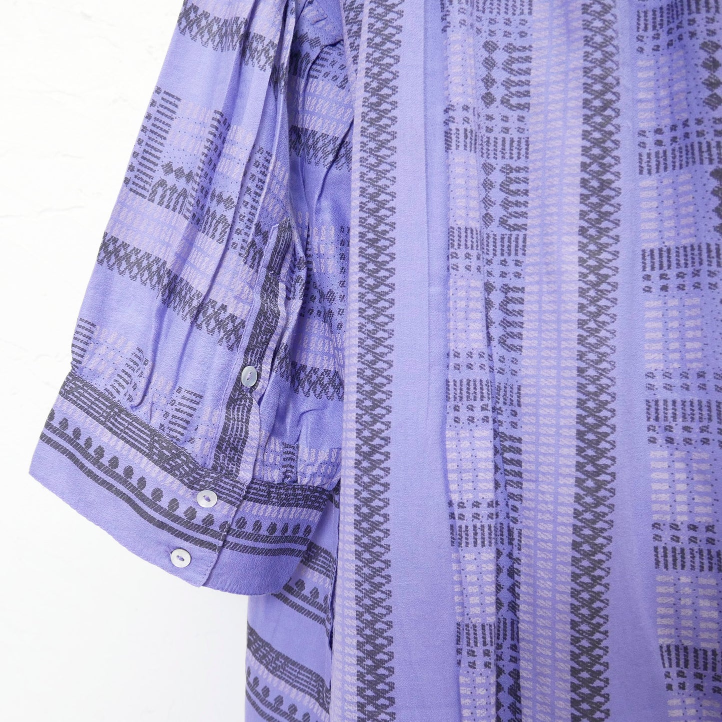 Cotton Stripe Print Stand Collar Shirt Dress