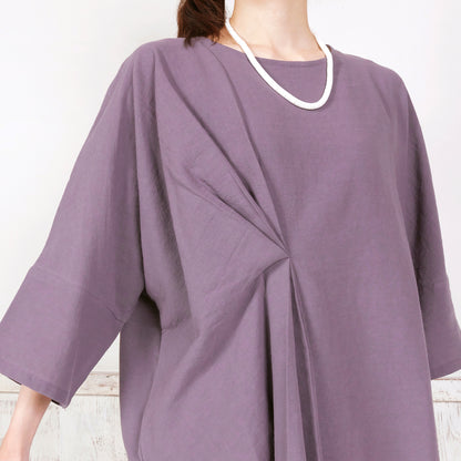 Cotton Tuck Asymmetrical Pullover