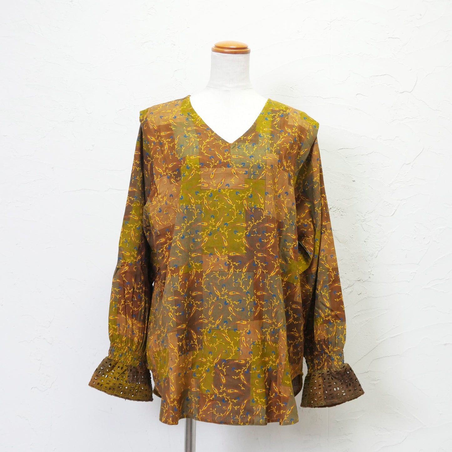 Pullover a 2 vie in pizzo jacquard Rayon con stampa floreale