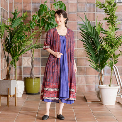 Платье-рубашка из хлопка Bagru в полоску и с ботаническим принтом