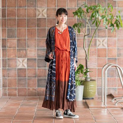 Blusa kimono recta con estampado africano Ry Jacquard